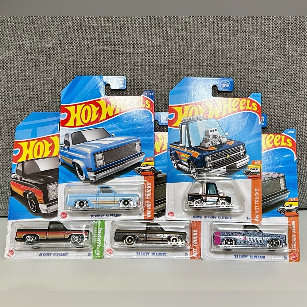 Hot Wheels 83 Chevy Silverado 5 Truck Bundle